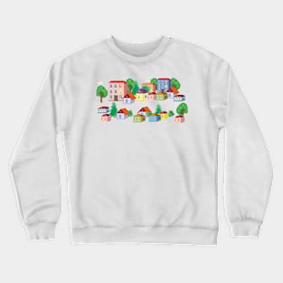 cartoon colorful houses Crewneck Sweatshirt